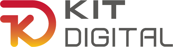 Logotipo de Kit Digital, que representa la transformación digital para empresas, combinando colores rojo, naranja y gris en un diseño moderno.